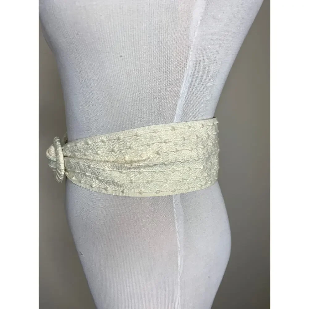 80s Fabric Cream Belt OSFA 3.5
